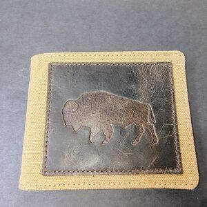 Bifold‎ Wallet Canvas Buffalo Patch Money Pouch Card Holder